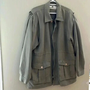 [XL]Vintage Pierre Balmain Cotton Blend Green Light Jacket